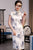 Vestido chino floral tradicional de la longitud de la rodilla del cheongsam tradicional de la manga casquillo