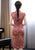 Cap Sleeve Traditional Cheongsam Knee Length Floral Chinese Dress