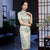 Robe chinoise traditionnelle à manches courtes Cheongsam longueur genou
