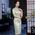 Short Sleeve Traditional Cheongsam Knee Length Floral Chinese Dress