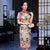 Vestido chino floral tradicional cheongsam hasta la rodilla de manga corta