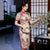 Short Sleeve Traditional Cheongsam Knee Length Floral Chinese Dress