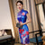 Robe chinoise traditionnelle à fleurs Cheongsam avec col mandarin et mancherons