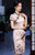 Robe chinoise traditionnelle à fleurs Cheongsam à col en V et mancherons