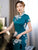 Cap Sleeve V Neck Traditional Cheongsam Floral Chinese Dress