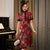 Short Sleeve Mandarin Collar Traditional Cheongsam Floral Chinese Dress