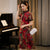 Short Sleeve Mandarin Collar Traditional Cheongsam Floral Chinese Dress