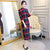 3/4 Sleeve Plaids & Checks Pattern Tea Length Traditional Cheongsam Chinese Dress