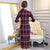 3/4 Sleeve Plaids & Checks Pattern Tea Length Traditional Cheongsam Chinese Dress