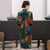 3/4 Sleeve Knee Length Traditional Cheongsam Floral Velvet Chinese Dress