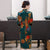 Robe chinoise traditionnelle en velours à fleurs Cheongsam au genou à manches 3/4