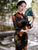 3/4 Sleeve Knee Length Traditional Cheongsam Floral Velvet Chinese Dress