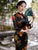 Abito cinese in velluto floreale tradizionale cheongsam con maniche a 3/4 al ginocchio