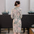 3/4 Sleeve Knee Length Traditional Cheongsam Floral Suede Chinese Dress