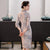 3/4 Sleeve Knee Length Traditional Cheongsam Floral Suede Chinese Dress