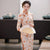 3/4 Sleeve Knee Length Traditional Cheongsam Floral Suede Chinese Dress