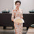 Vestido chino de gamuza floral cheongsam tradicional hasta la rodilla de manga 3/4