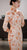 3/4 Sleeve Knee Length Traditional Cheongsam Floral Suede Chinese Dress