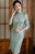 Knee Length Bodycon Traditional Cheongsam Floral Suede Chinese Dress