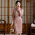 Knee Length Bodycon Traditional Cheongsam Floral Suede Chinese Dress