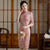 Knee Length Bodycon Traditional Cheongsam Floral Suede Chinese Dress