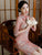 Knee Length Bodycon Traditional Cheongsam Floral Suede Chinese Dress
