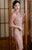Knee Length Bodycon Traditional Cheongsam Floral Suede Chinese Dress