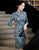 Knee Length Bodycon Traditional Cheongsam Paisley Suede Chinese Dress