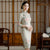 Knee Length Bodycon Traditional Cheongsam Floral Suede Chinese Dress