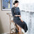 Bodycon Traditional Cheongsam Plaids & Checks Suede Chinese Dress with Lace Edge