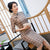 3/4 Sleeve Knee Length Traditional Cheongsam Plaids & Checks Suede Chinese Dress