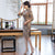 Knee Length Traditional Cheongsam Plaids & Checks with Floral Suede Chinese Dress