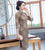 Knee Length Traditional Cheongsam Plaids & Checks with Floral Suede Chinese Dress