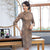 Knee Length Traditional Cheongsam Plaids & Checks with Floral Suede Chinese Dress