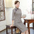 3/4 Sleeve Plaids & Checks Suede Knee Length Traditional Cheongsam Chinese Dress