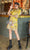 Trumpet Sleeve Floral Suede Modern Cheongsam Mini Chinese Dress