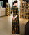 Vestido de punto floral con top cheongsam de manga 3/4 con falda de expansión
