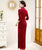 3/4 Sleeve Traditional Cheongsam Long Floral Lace Chinese Dress