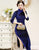 3/4 Sleeve Traditional Cheongsam Long Floral Lace Chinese Dress