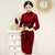 Robe chinoise traditionnelle en dentelle florale Cheongsam à manches 3/4