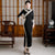 Full Length Traditional Cheongsam Silk Chinese Dress with Floral Lace Edge