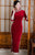 3/4 Sleeve Full Length Traditional Cheongsam Velvet Chinese Dress with Lace Edge