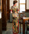 Short Sleeve Full Length Traditional Cheongsam Floral Chinese Dress