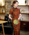 Short Sleeve Full Length Traditional Cheongsam Floral Chinese Dress Mother Dress