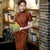 Short Sleeve Full Length Traditional Cheongsam Floral Chinese Dress Mother Dress