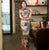 Short Sleeve Full Length Traditional Cheongsam Floral Retro Chinese Dress