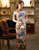 Short Sleeve Full Length Traditional Cheongsam Floral Retro Chinese Dress