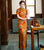 Short Sleeve Full Length Traditional Cheongsam Floral Retro Chinese Dress