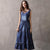 V Neck Floral Embroidery Chinese Style Sun Dress Retro Jean Dress