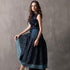 Floral Embroidery Lapel Collar Retro Chinese Style Jean Dress
